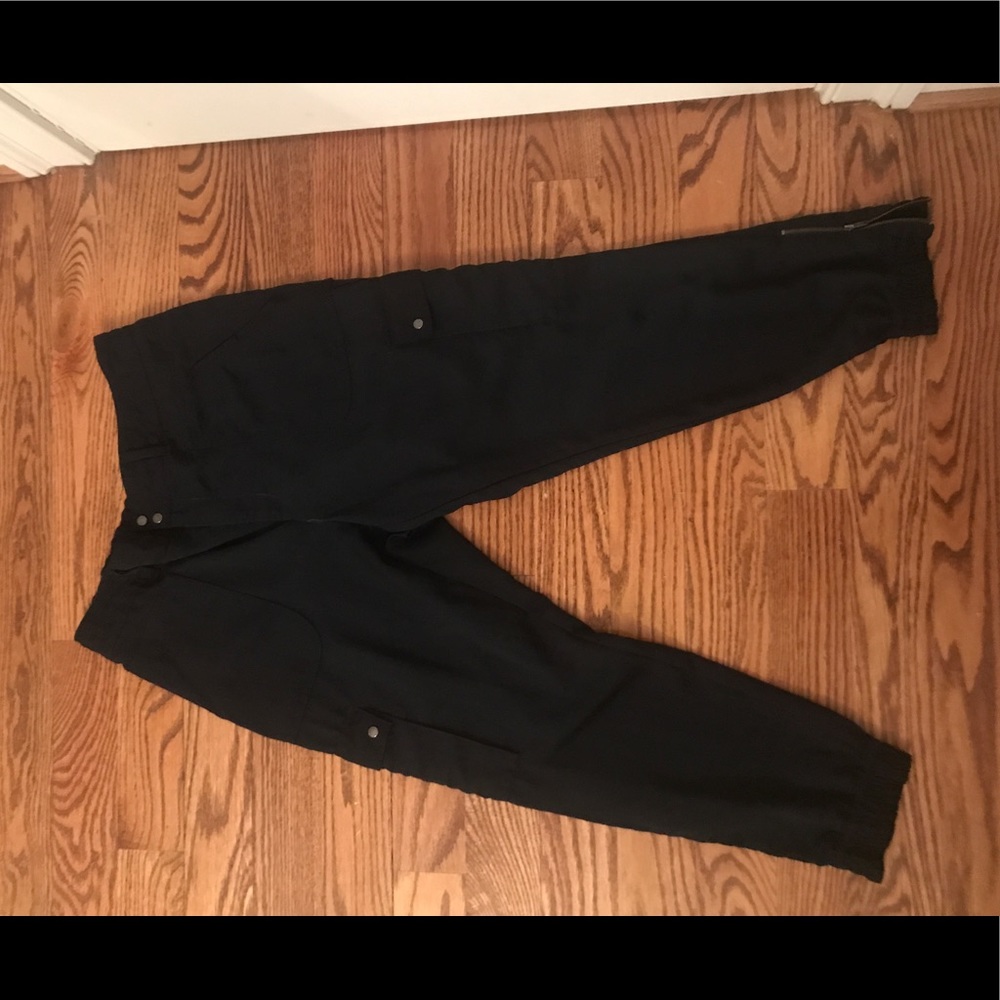 Elevenses navy silk track pants